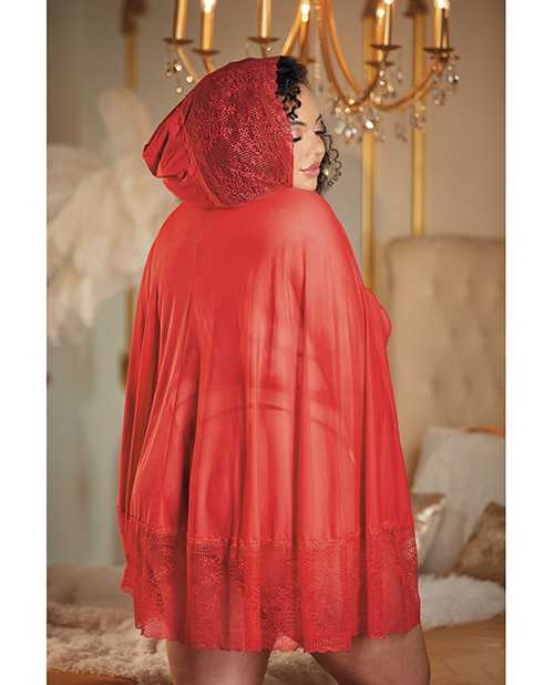 Allure Lace & Mesh Cape with Attached Waist Belt - Sexy Red Cape for Women | Perfect for Boudoir, Lingerie Photoshoots & Romantic Nights