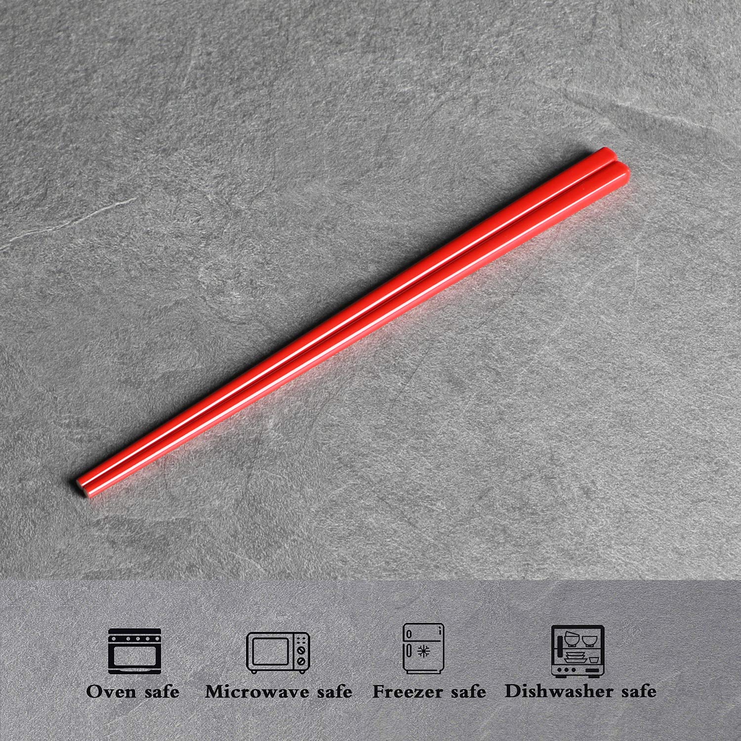 LEETOYI 5-Piece Ceramic Chopsticks Set - 9.6 Inch Porcelain Chinese Chopsticks for Sushi, Noodles & Asian Cuisine - Dishwasher Safe & Easy to Clean - Elegant Red Tableware for Home & Restaurant Use