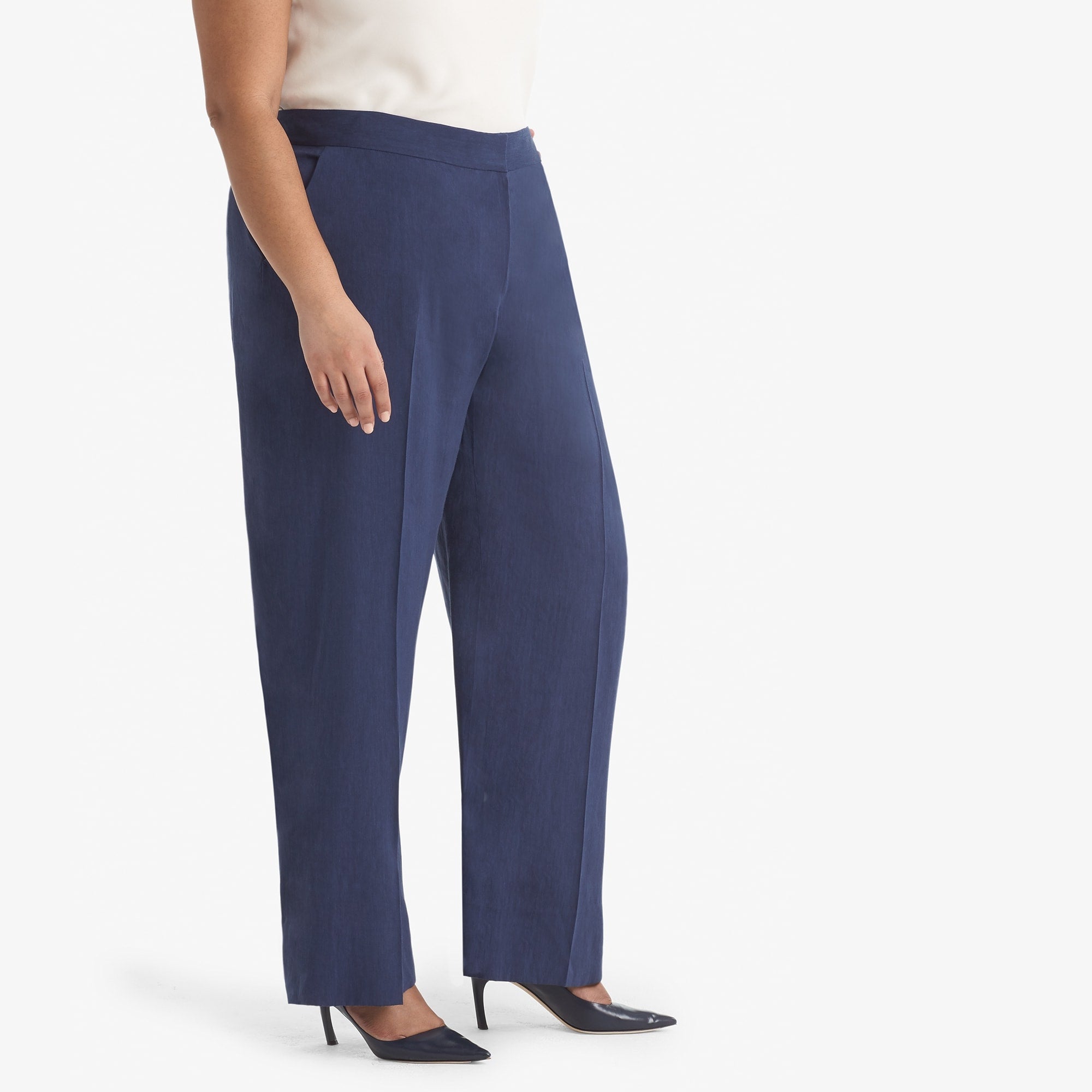 Tinsley Wide Leg Stretch Linen Pants for Women - Comfortable Blueberry Color - Perfect for Office Wear, Casual Outings & Summer Vacations