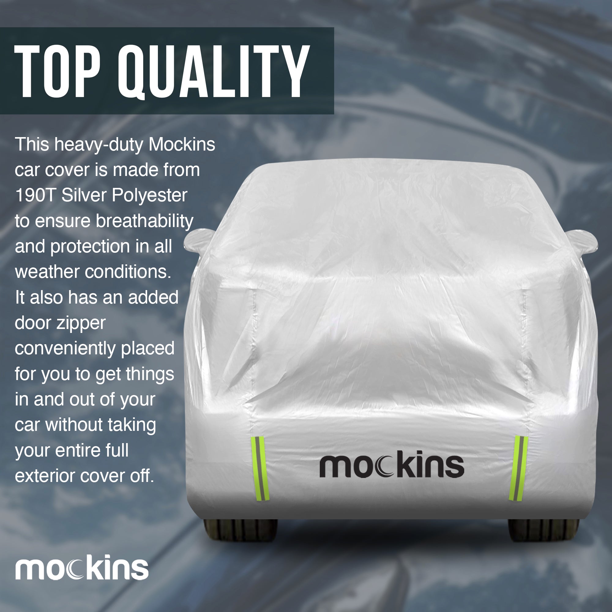Waterproof Car Cover with Zipper Door - Durable Polyester SUV Cover for All Weather Protection - Perfect for Outdoor Parking, Travel & Vehicle Storage