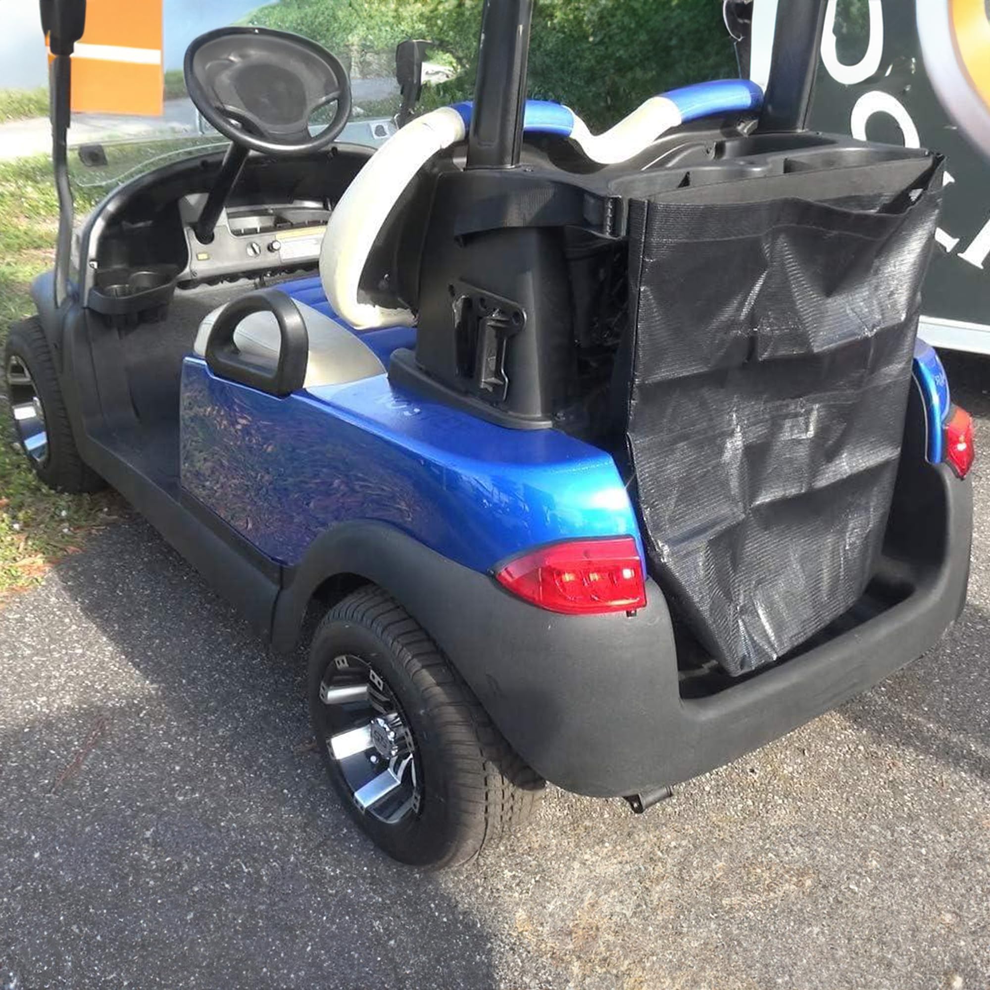 Club Clean Universal Golf Cart Storage Bag - Durable Cargo Organizer for 2 & 4 Seater Golf Carts (EZGo, Club Car, Yamaha) - Easy Attach Black Grocery Shopping Bag - Perfect for Golf Outings, Grocery Trips & Outdoor Adventures