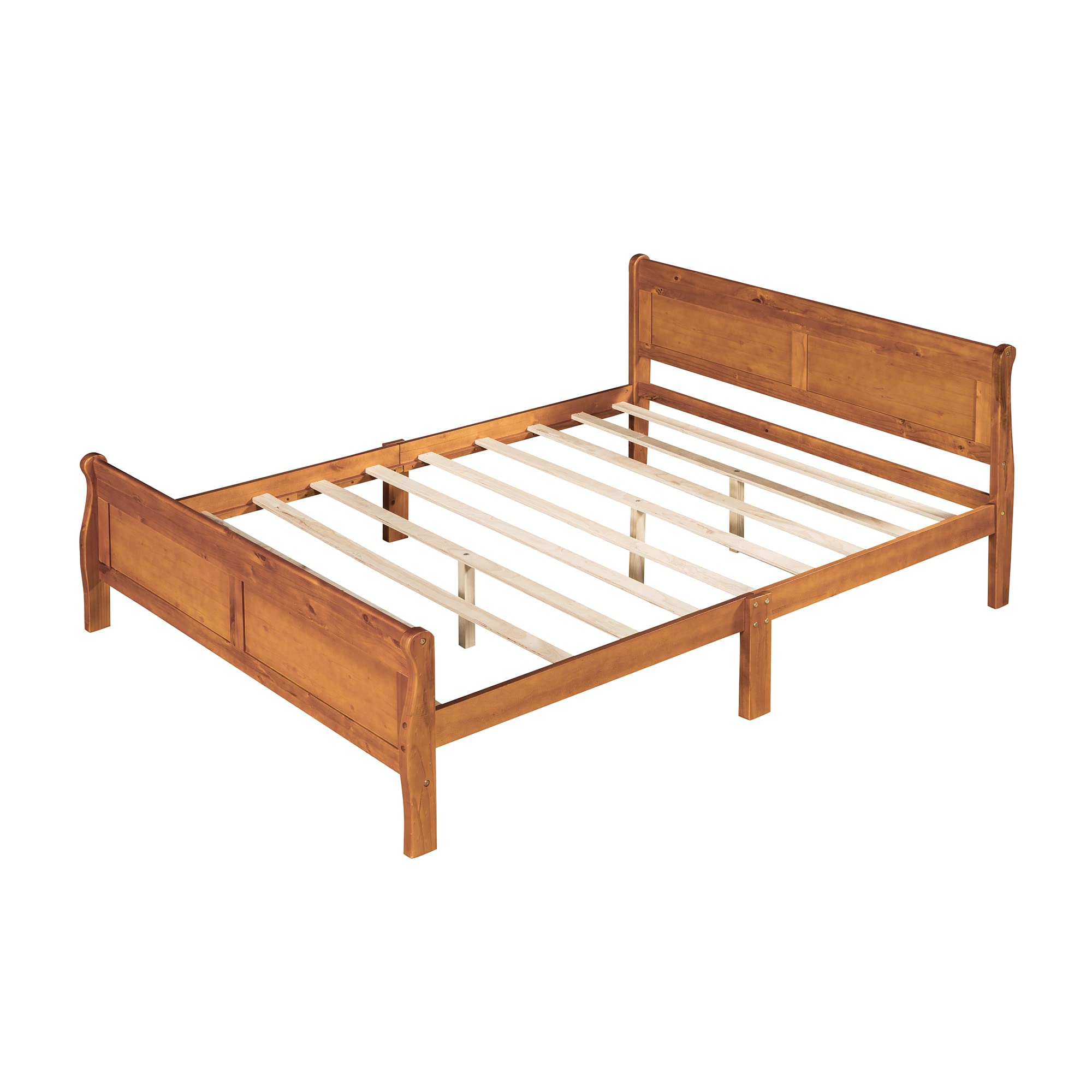 Harper & Bright Designs Queen Size Wooden Platform Bed Frame with Headboard & Slats - No Box Spring Needed - Sturdy Support Legs for Bedroom, Guest Room & Dorm