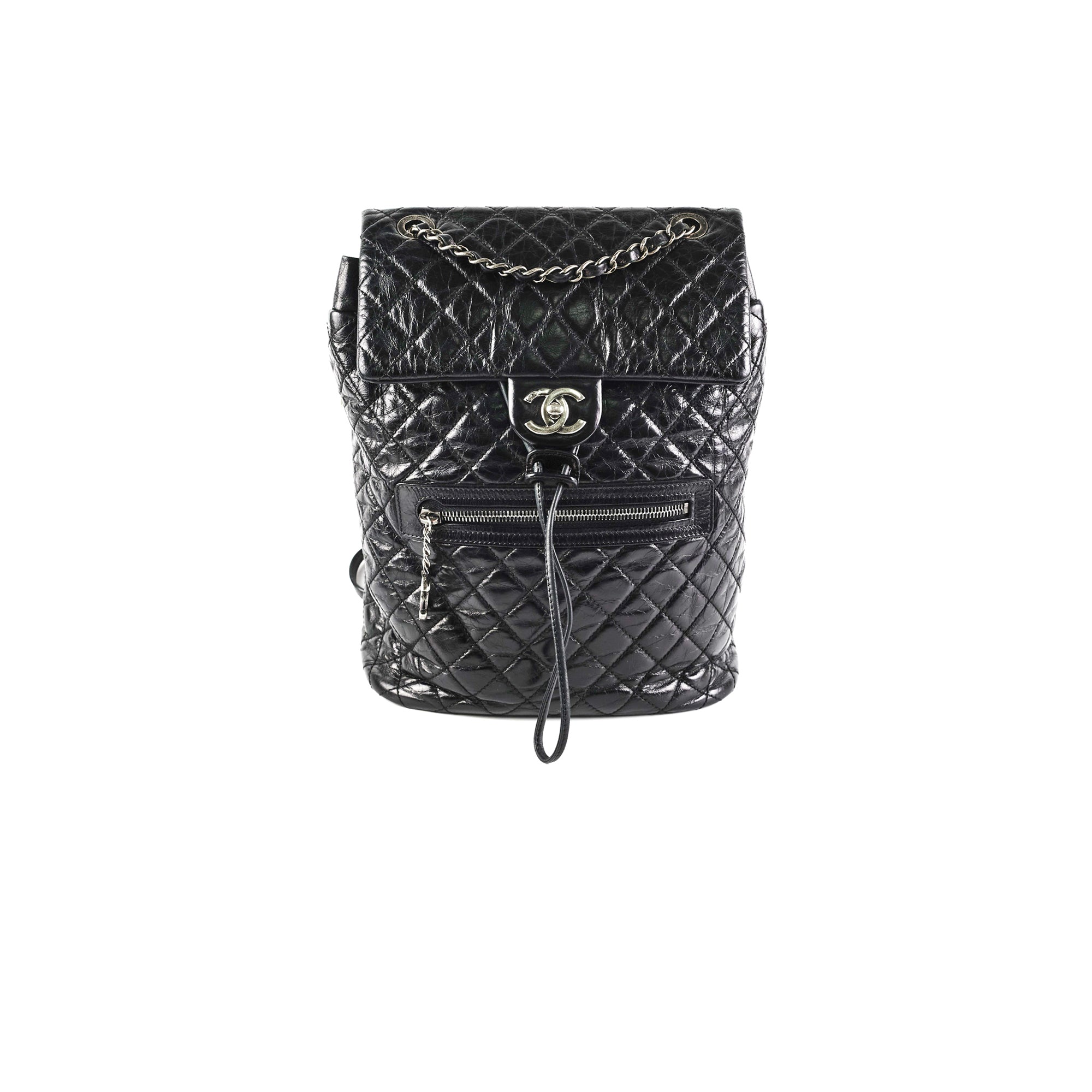 Chanel Black Distressed Calfskin Leather Backpack for Women | Luxury Designer Handbag for Travel, Work & Everyday Use