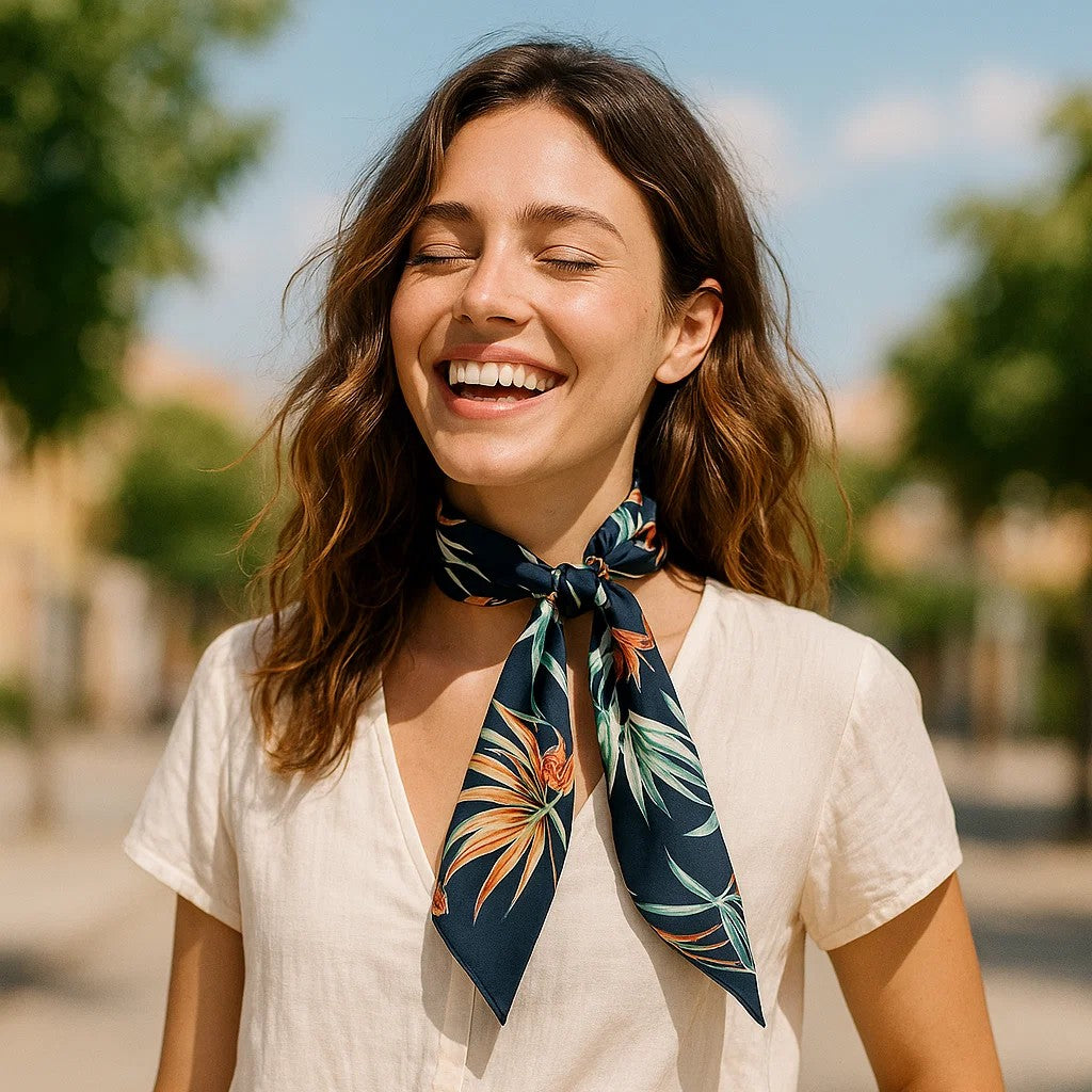 Navy and Orange Western Skinny Mini Wild Rag Scarf - Cowgirl Necktie for Women | Perfect for Rodeo, Horse Riding & Country Fashion #TW138
