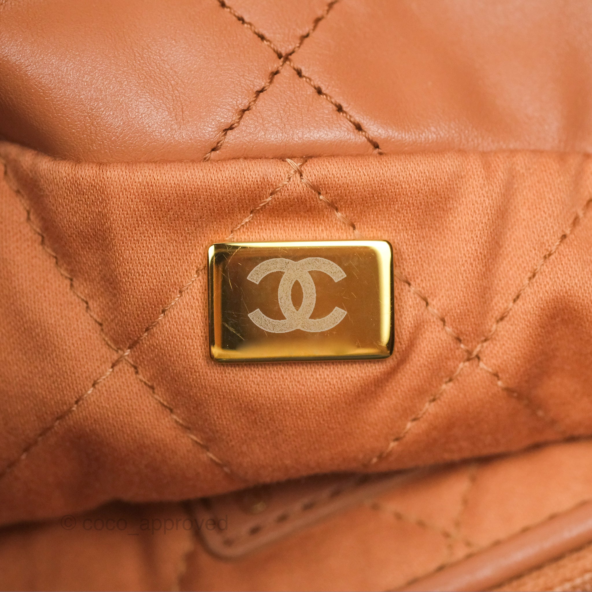 Chanel 22 Medium Handbag in Caramel Beige Shiny Calfskin Leather with Aged Gold Hardware - Luxury Shoulder Bag for Women, Perfect for Work, Date Night & Special Occasions