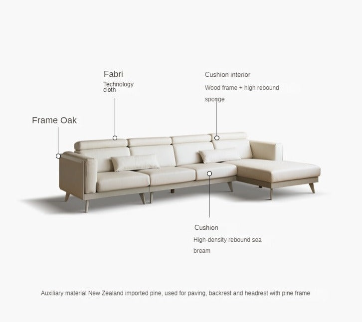 Luxury Oak Solid Wood Modern Fabric Sofa - Elegant Living Room Furniture for Home & Office Comfort