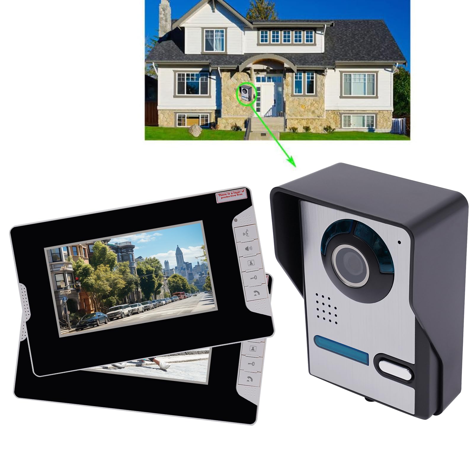 Biniliubi Video Intercom System for Home - 2-Way Audio Doorbell Camera, Monitor & Cable Intercom with Call, Unlock & Conversation - Perfect for Family Houses, Apartments & Secure Entry Control