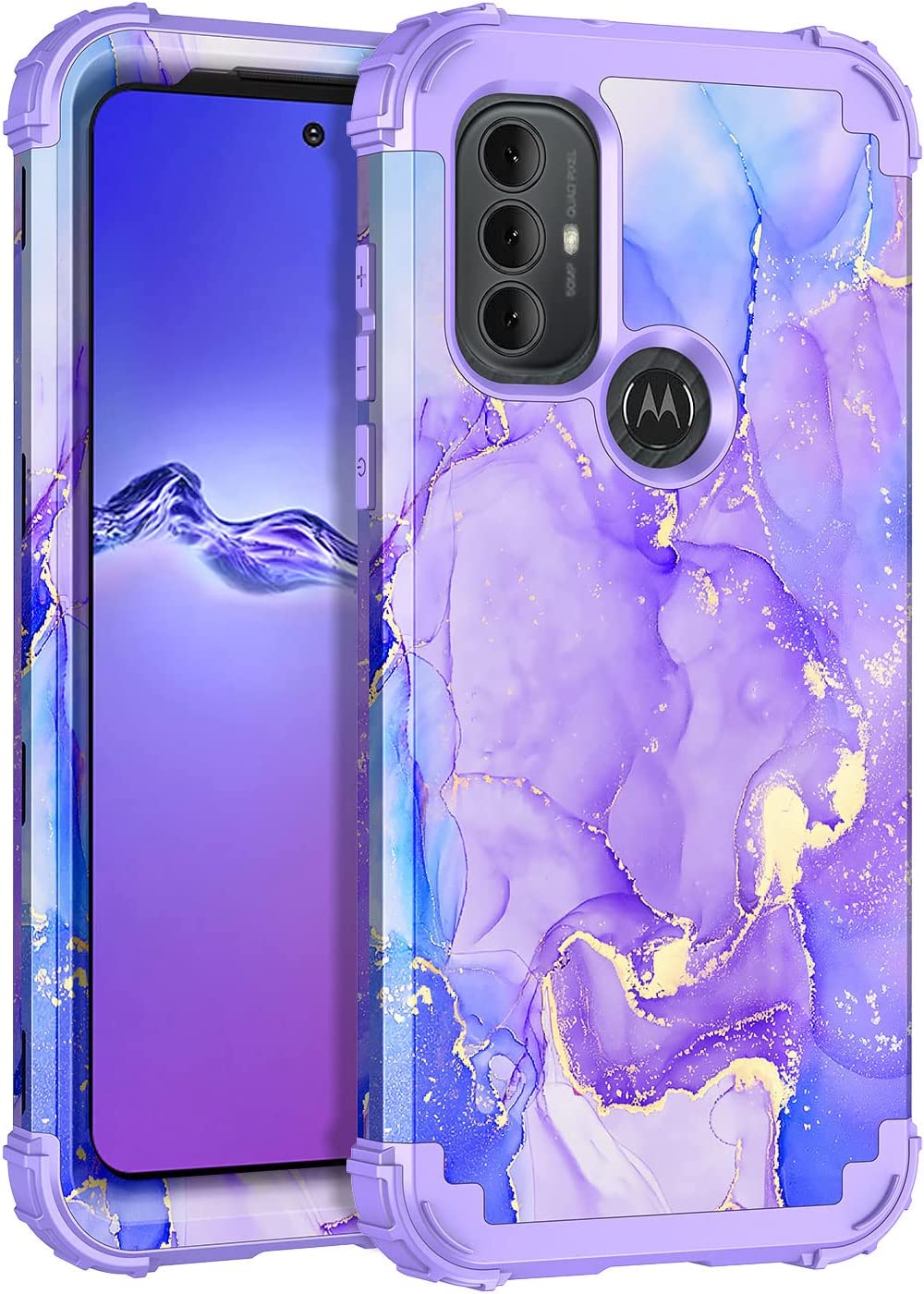 Durable Moto G Power Case - Heavy Duty 3-Layer Full Body Protection with Floral Design | Perfect for Outdoor, Travel & Daily Use