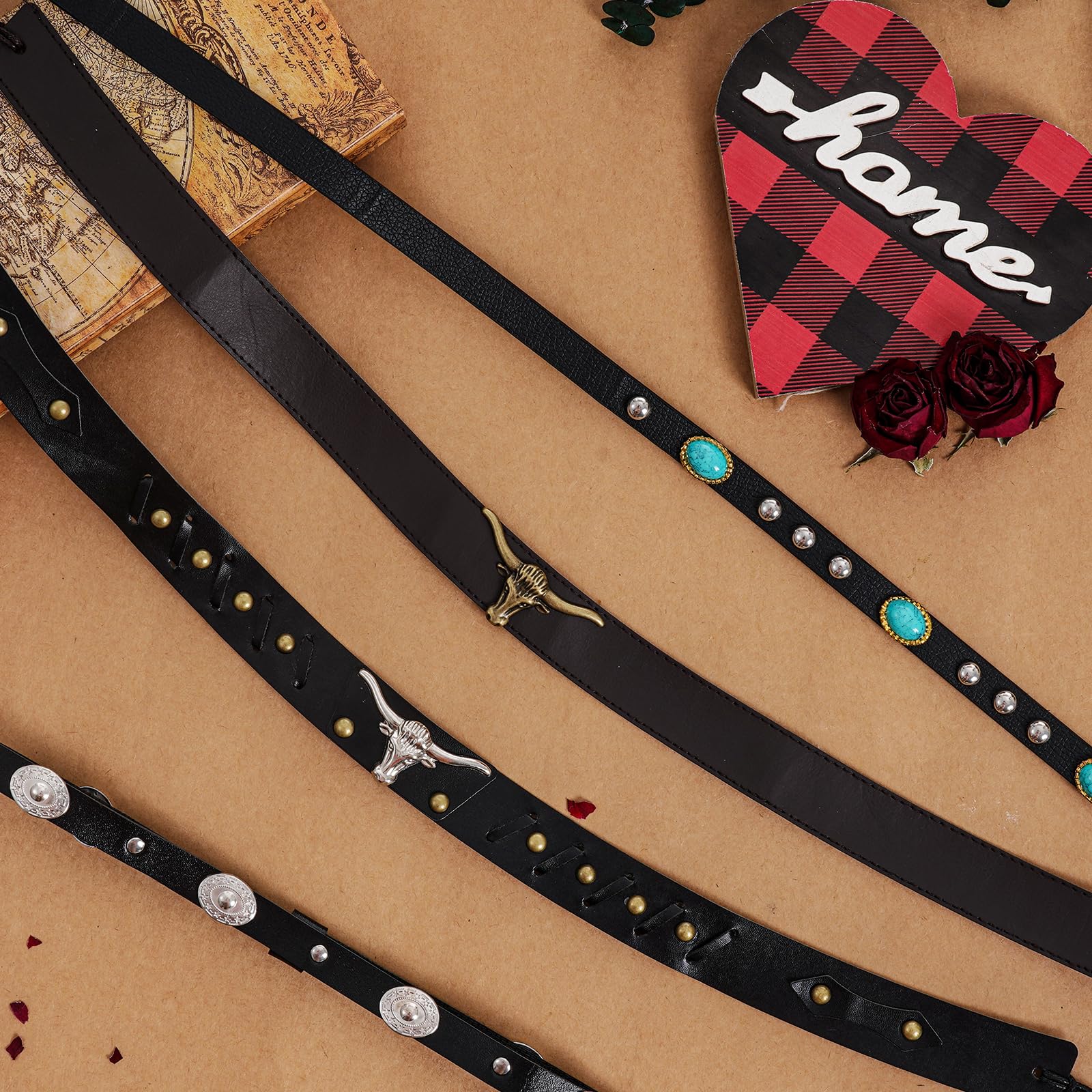 Choyaxo 6-Pack Western Cowboy Hat Bands - Stylish Embroidered Hat Belts for Women & Men | Perfect for Rodeo, Country Music Festivals & Western Fashion