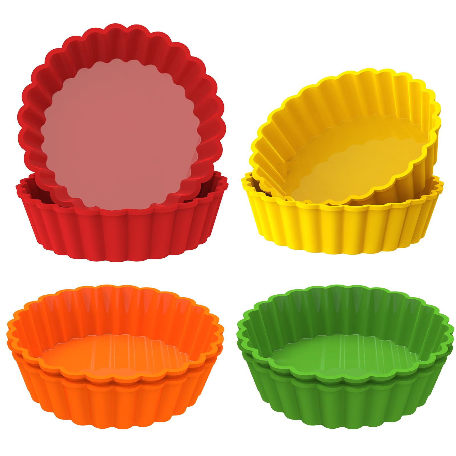 Webake 4 Inch Silicone Mini Tart Pan - Non-Stick Mini Quiche Molds, Small Pie Baking Pan for Tarts, Cupcakes & Desserts (Pack of 8) - Perfect for Home Baking, Party Treats & Holiday Cooking