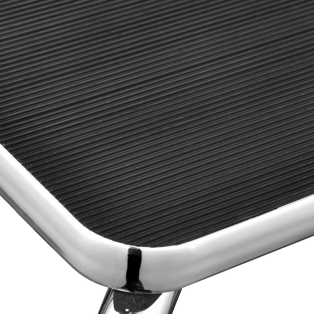 TheLAShop Chrome Steel Step Stool - 16x13x9 Inches, Heavy Duty Kitchen & Bathroom Step Ladder, Non-Slip Safety Stool for Home, Office, and Garage Use