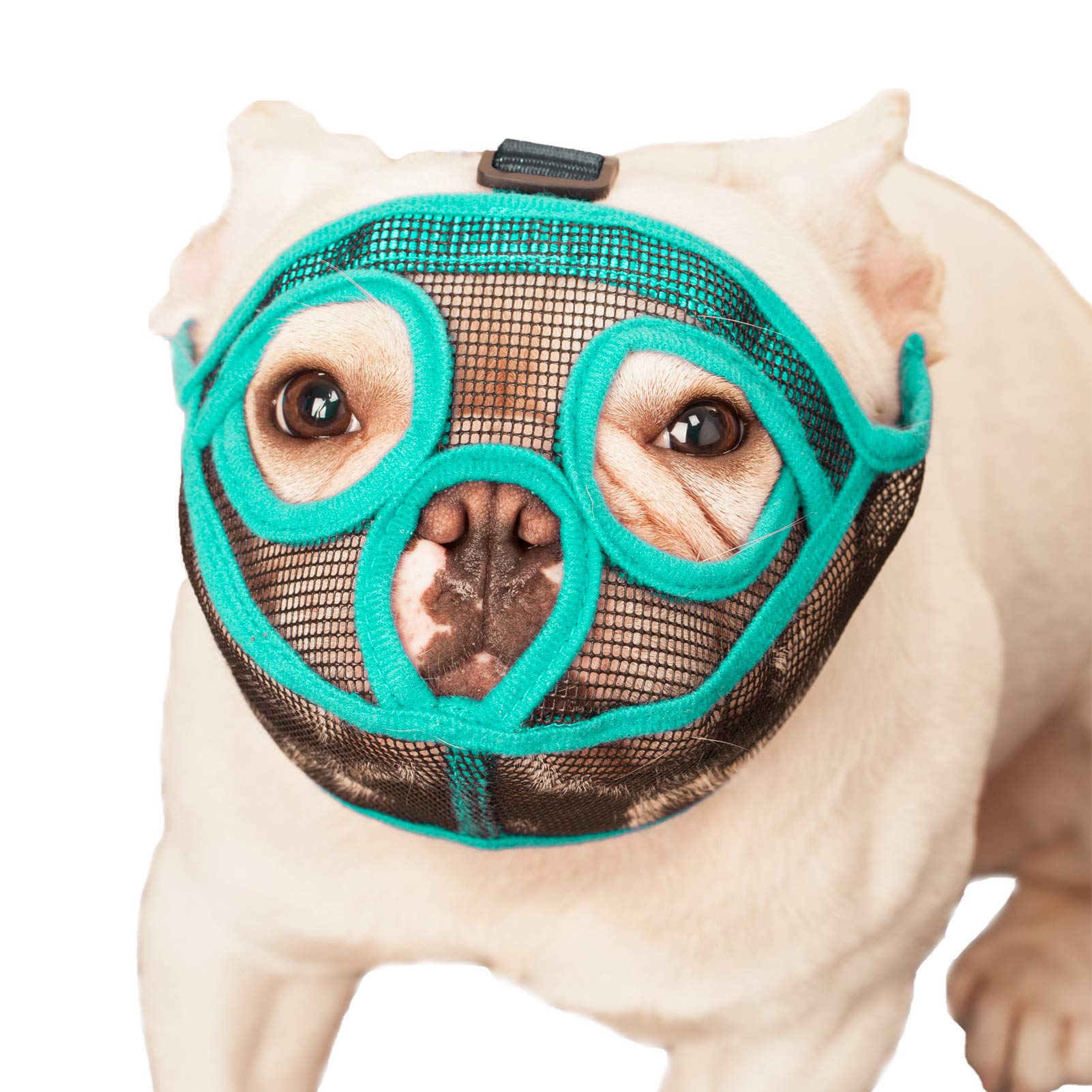 Wintchuk Short Snout Dog Muzzle - Breathable Mesh Bulldog Muzzle for Anti-Biting, Anti-Barking & Chewing Prevention - Adjustable Fit for Pugs, French Bulldogs - Perfect for Grooming, Vet Visits & Training