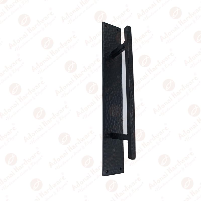 Adonai Hardware Dannah Iron Door Pull with Back Plate - Heavy Duty Cabinet Handle for Kitchen, Bathroom, and Furniture - Matte Black Finish for Modern Home Decor