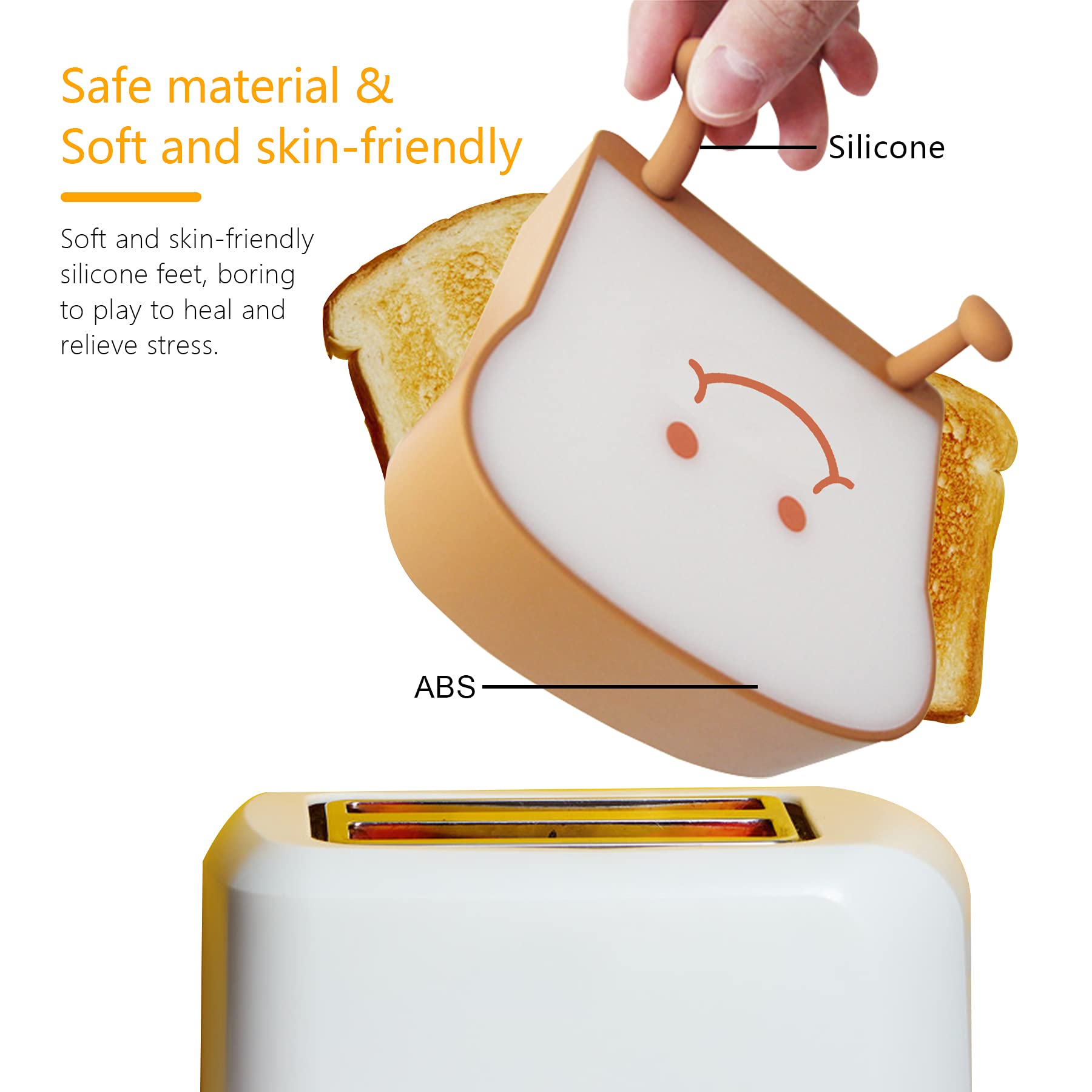 QANYI Toast Bread Night Light - Soft LED Toast Lamp with Cute Smiling Face, Warm Bedside Table Lamp for Girls Room Decor | Perfect Graduation Gift for Teen Girls 10-14 Years Old | Cozy Reading Light & Nighttime Companion