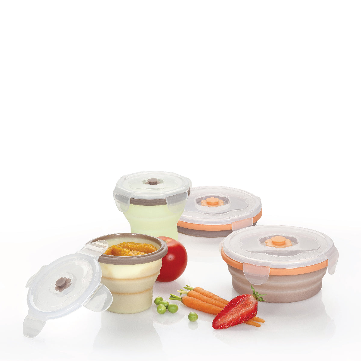 Babymoov Silicone Collapsible Food Storage Bowls - Perfect for Baby Food, Snacks & Travel | BPA-Free, Space-Saving Design for Home & On-the-Go Use