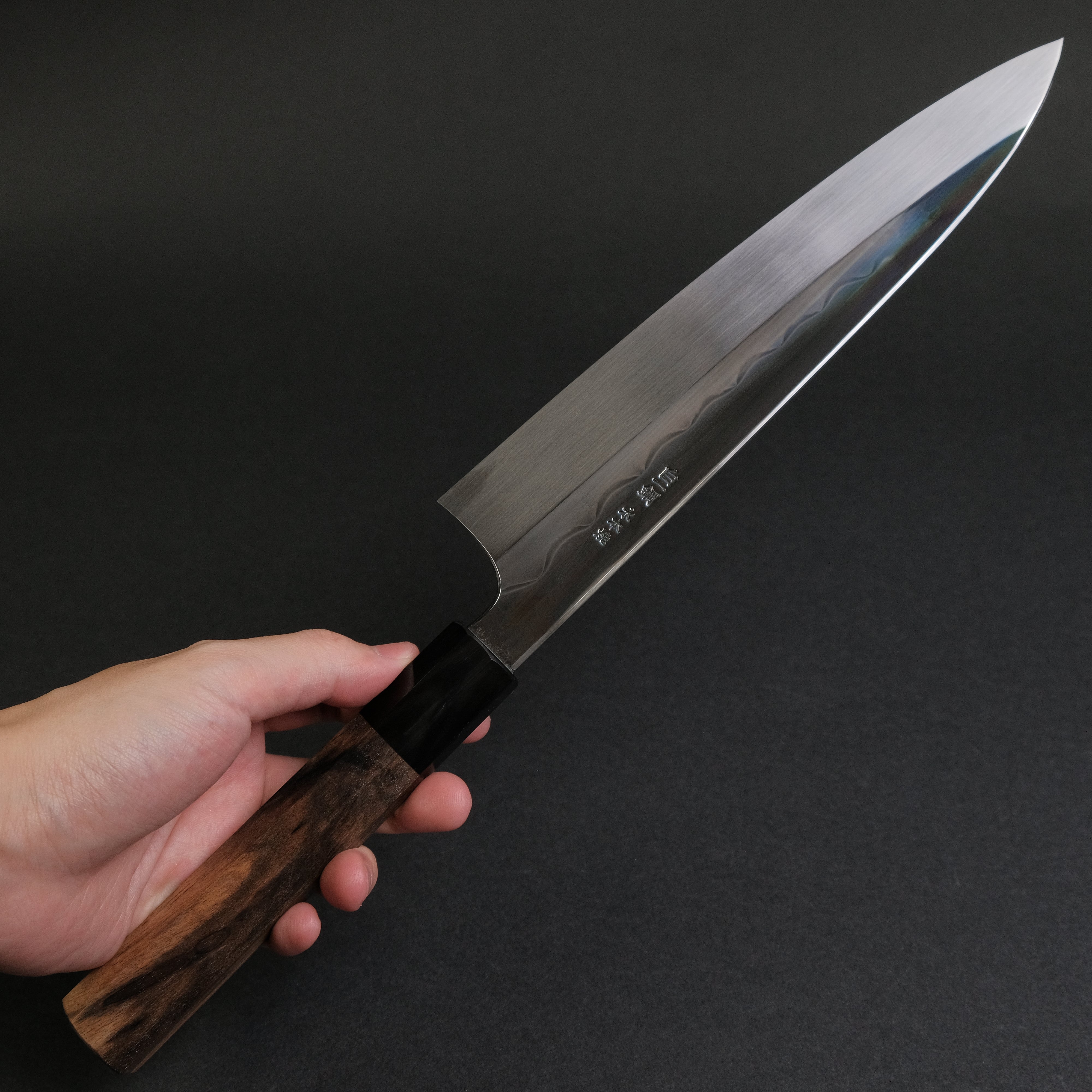 Hitohira Togashi White #1 Notaremon Mizu Honyaki Gyuto 240mm Japanese Chef Knife with Kurokaki Persimmon Handle (#100/ Saya) - Premium Kitchen Knife for Sushi, Sashimi & Meat Cutting