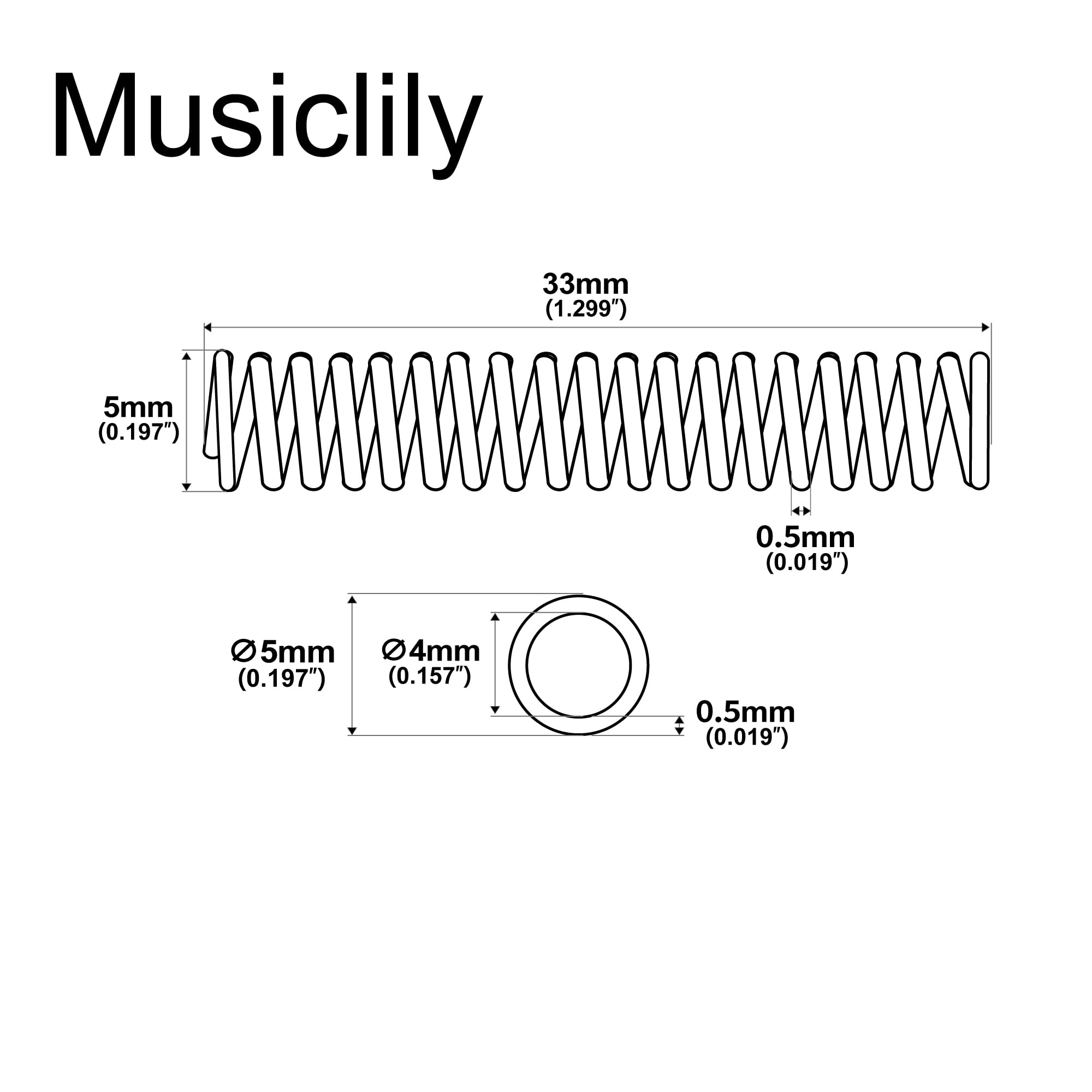 Musiclily 50-Pack Chrome Electric Guitar Humbucker Pickup Springs for Height Adjustment – Perfect for DIY Guitar Repair, Setup & Customization
