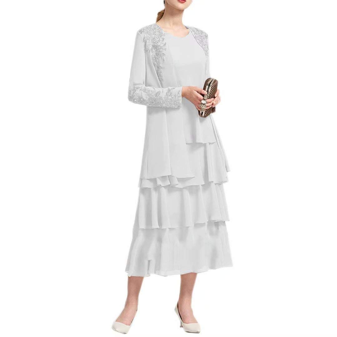 Elegant Ci-ONE Women's Two-Piece Mother of the Bride Dress - Chiffon Formal Evening Gown with Jacket for Weddings, Cocktail Parties & Special Occasions