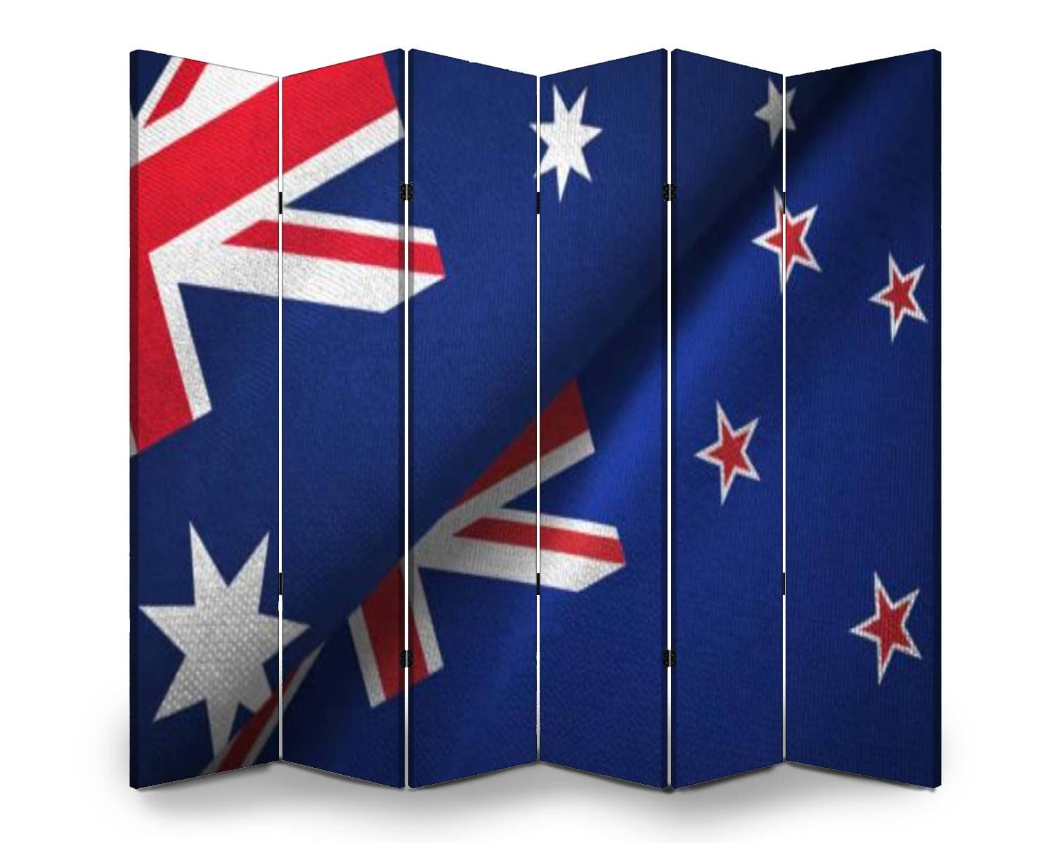 6-Panel Room Divider with New Zealand & Australia Flags - Foldable Fabric Privacy Screen for Home, Office, or Dorm - Freestanding Partition Wall for Indoor Spaces