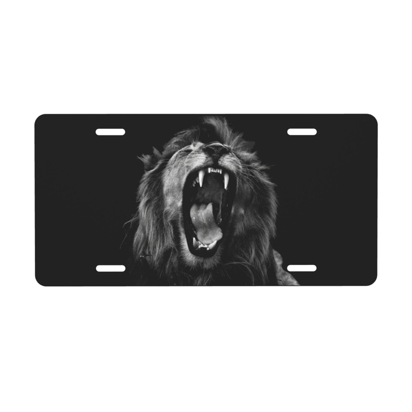 Lion Wild Animal Aluminum License Plate Cover - 6x12 Inch Decorative Metal Car Front Tag with 4 Holes - Perfect for Jeep, Truck & SUV Customization