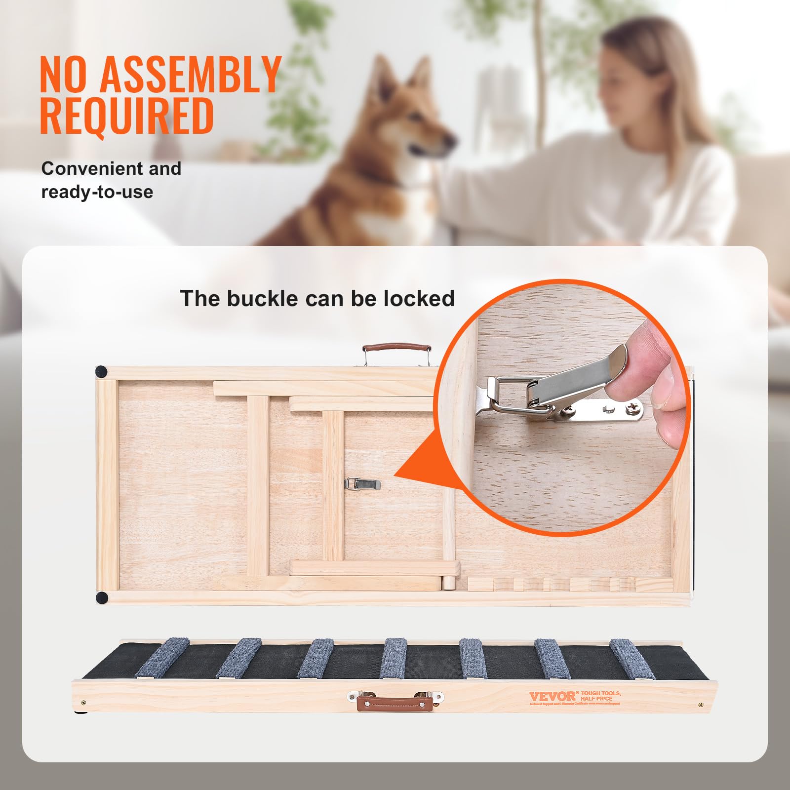 VEVOR Folding Dog Ramp for Bed, Couch & Car - Adjustable Pet Ramp for Small, Large & Senior Dogs or Cats - 39.3