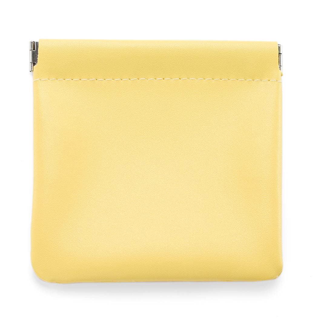 Yokawe Small Waterproof Makeup Bag - PU Leather Toiletry Pouch for Travel & Purse (Light Yellow)