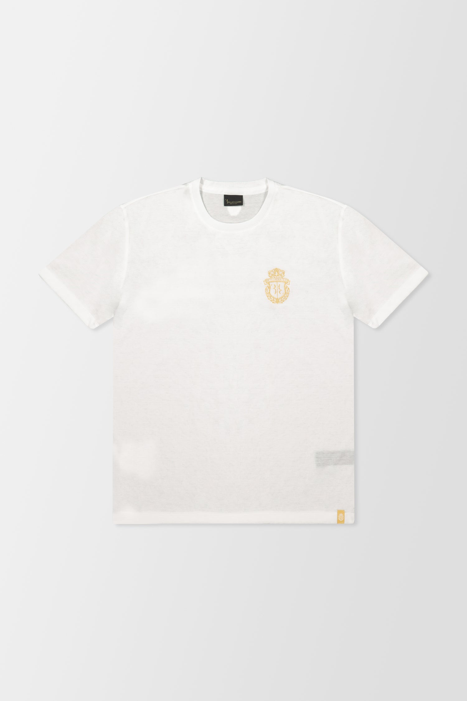 Billionaire White Short Sleeve Crew Neck T-Shirt with Embroidered Crest Logo - Perfect for Casual Wear, Street Style & Everyday Outfits