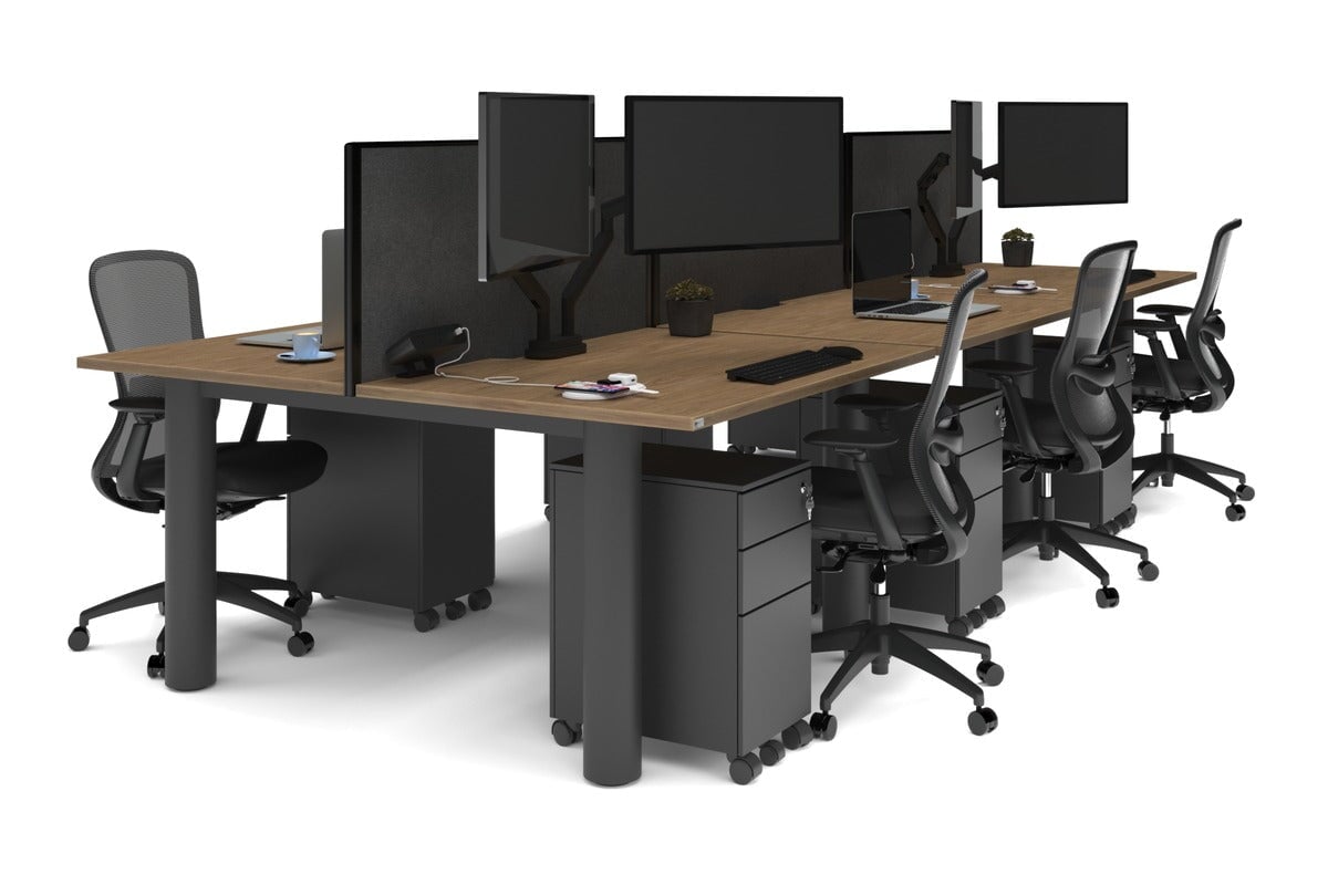 Quadro Cylinder Leg 6-Person Office Workstation Desk [1200L x 700W] - Modern Office Furniture for Collaborative Workspaces & Open Plan Offices
