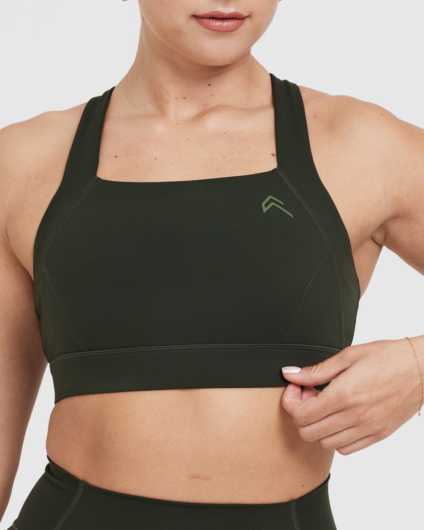 Timeless Wide Strap Sports Bra for Women - High Support Workout Top in Khaki | Yoga, Running, Gym & Activewear