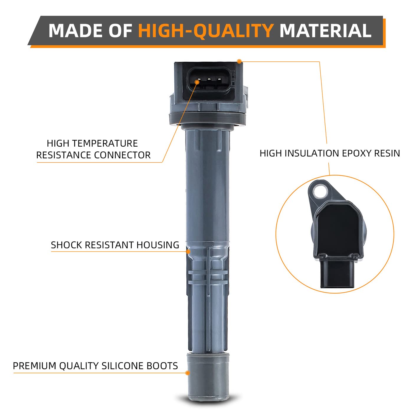 New Ignition Coil Set - Compatible with Honda CSX RSX Accord Civic CR-V Element S2000 2.0L 2.2L 2.4L L4 - Direct Replacement for C1382 UF311 UF583 - Perfect for Engine Performance & Smooth Driving