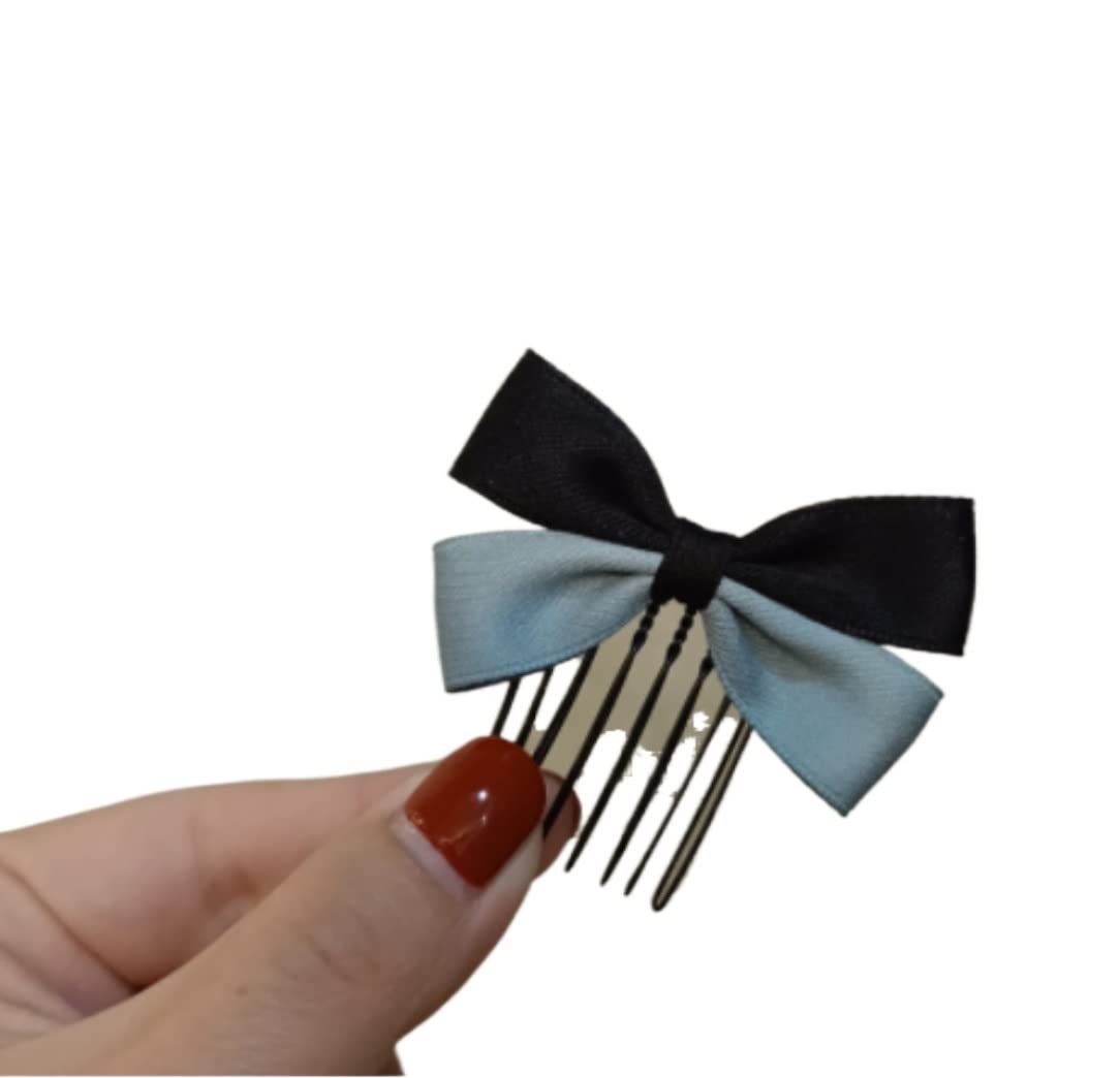 Sparkling Rhinestone Wedding Hair Comb with Bow - Elegant Bridal Hair Accessory for Women - Perfect for Weddings, Prom, and Special Occasions (Blue, One Size)