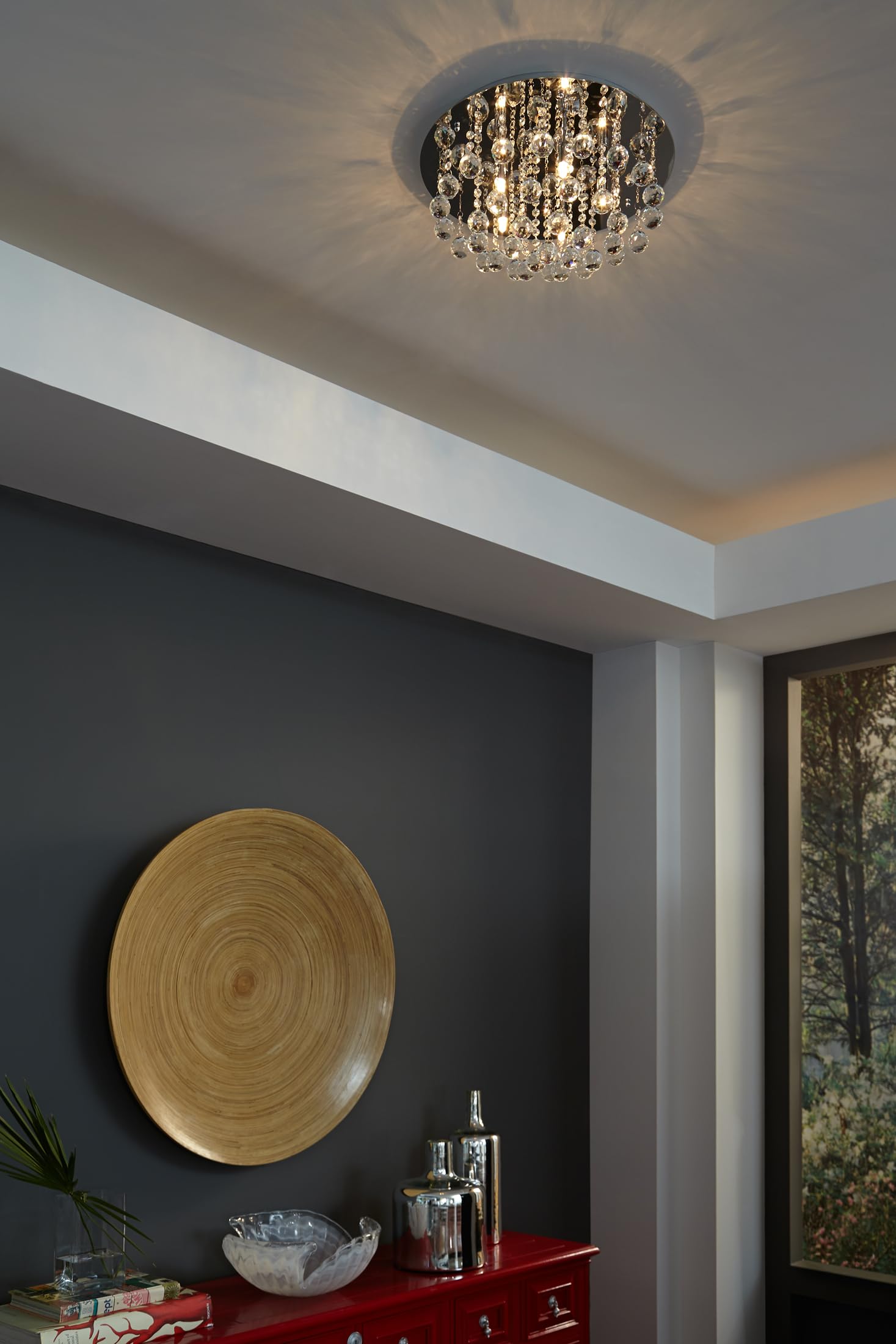 Quoizel Bordeaux 5-Light Polished Chrome Flush Mount Ceiling Light Fixture - Modern Lighting for Bedroom, Kitchen, Hallway & Living Room