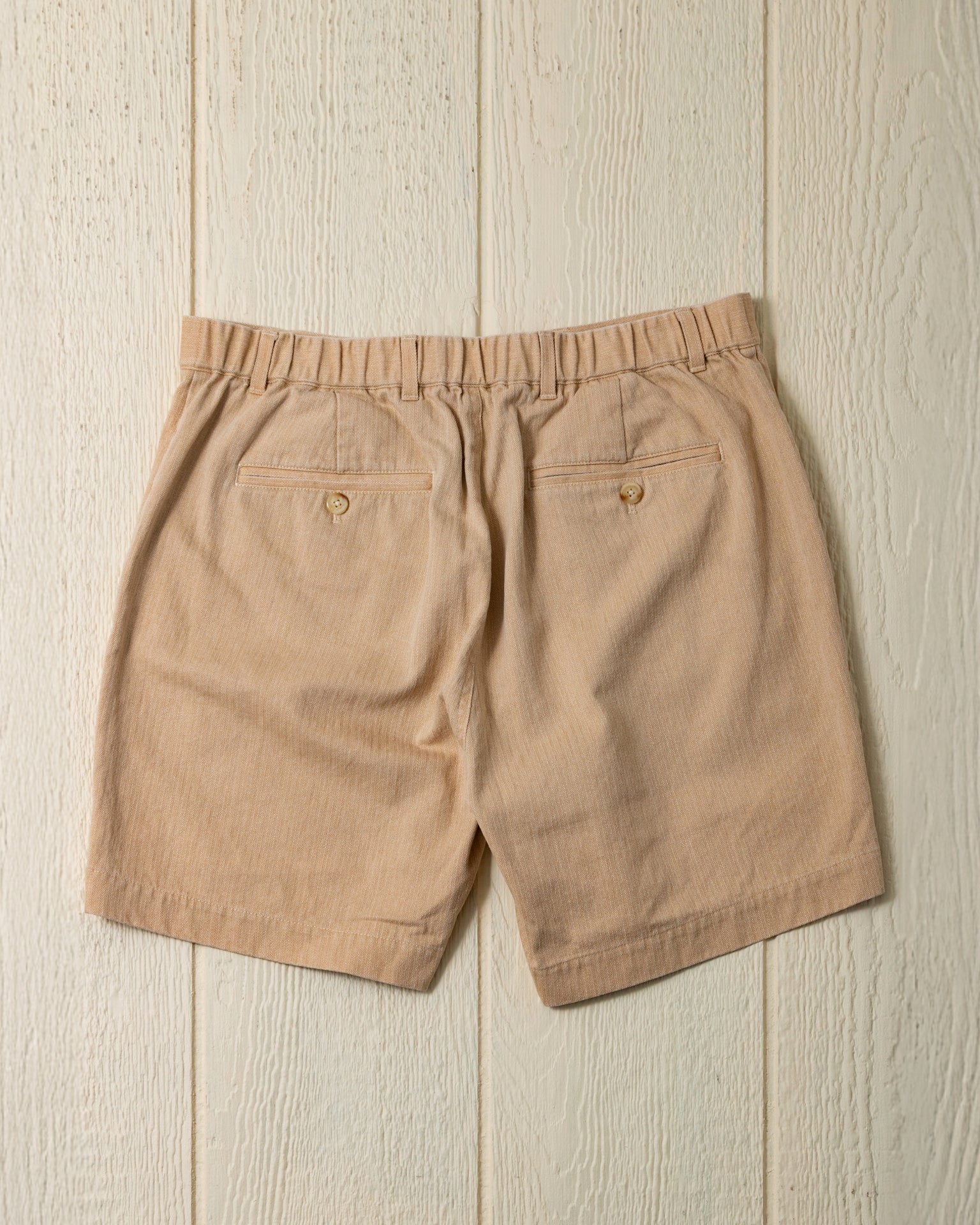 Ventura Khaki Salt Washed Herringbone Shorts for Men - Comfortable Casual Wear for Outdoor Activities and Summer Adventures