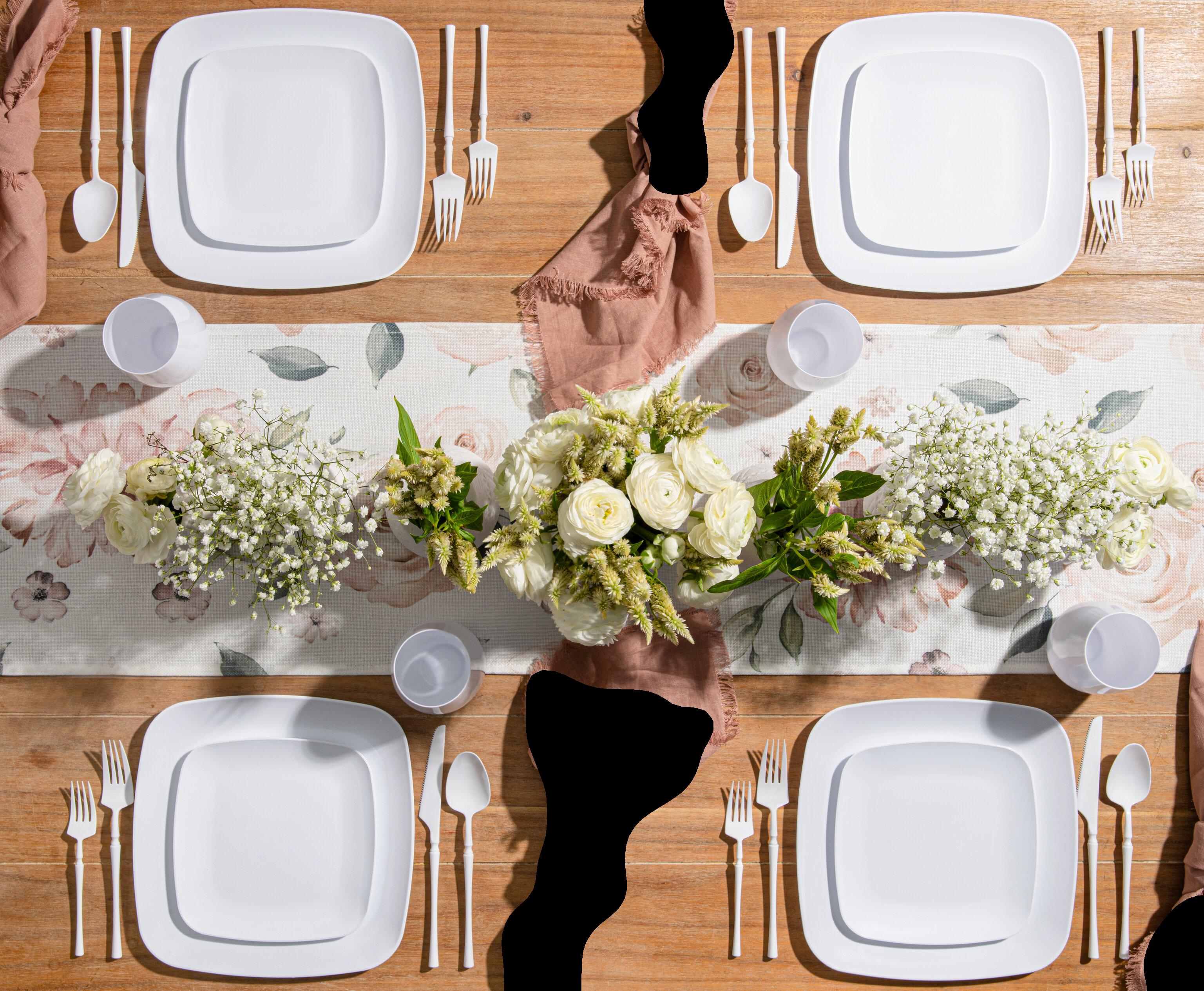 10-Pack White Square Plastic Plates - Durable & Elegant Disposable Dinnerware for Parties, Picnics, BBQs, and Everyday Use