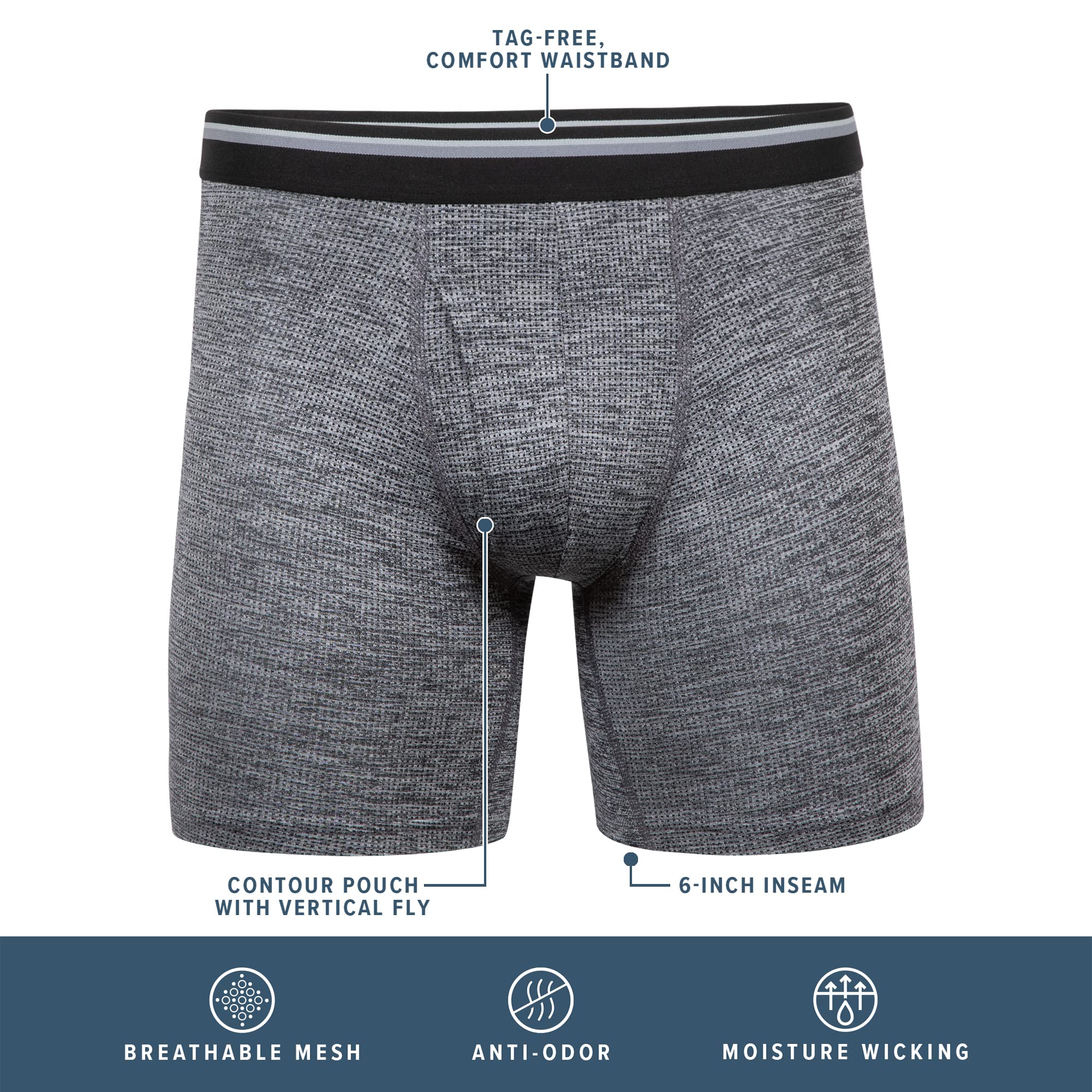 Gildan Men's Performance Driftknit Boxer Briefs - 2 Pack, Moisture Wicking & Breathable Underwear for Active Lifestyles | Gym, Running, Everyday Comfort