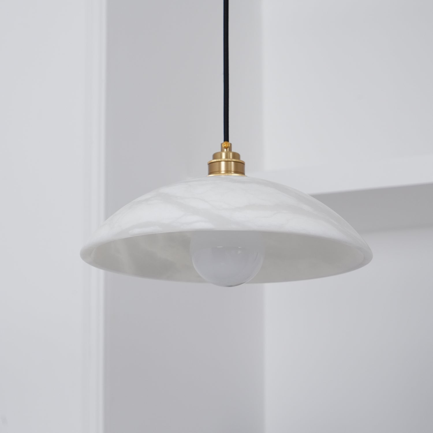 Alabaster Dome Pendant Light - Modern Ceiling Lighting Fixture for Dining Room, Kitchen, or Bedroom