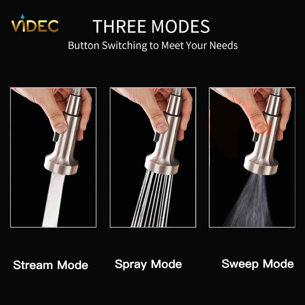Smart Motion Sensor Touchless Kitchen Faucet with 3-Mode Pull Down Sprayer - Brushed Nickel, Ceramic Valve, 1 or 3 Hole Installation (17.79