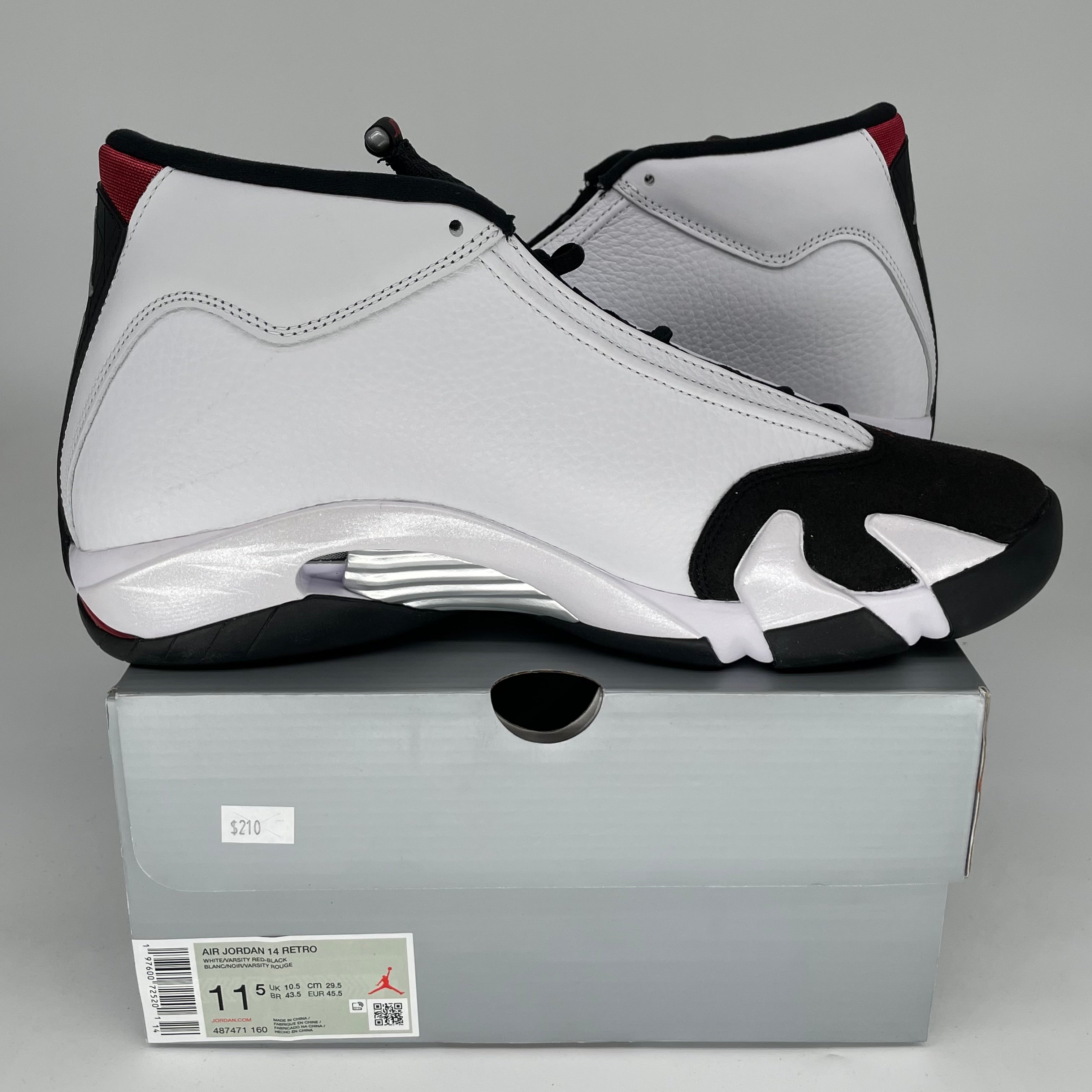 AIR JORDAN 14 Retro Black Toe Men's Basketball Shoes Size 11.5 - Style 487471-160 | Perfect for Streetwear, Sneaker Collecting & Basketball Games
