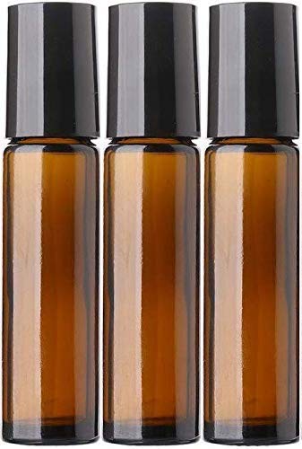 PHARCOS 10ml Amber Glass Roll On Bottles with Black Cap - Essential Oil Roller Bottles for Perfumes, Attar, Lip Balms & Aromatherapy | Refillable, Reusable, Leakproof & Eco-Friendly (Pack of 3) | Perfect for DIY Skincare, Travel & Home Fragrance Blending