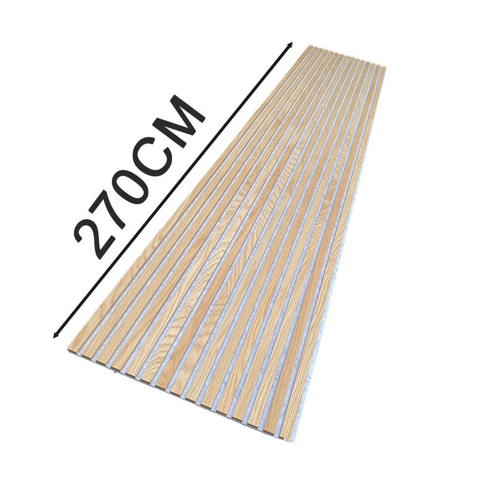 WOODFLEX Flexible Acoustic Wood Slat Panel - 3 Sided Oak Veneer on Light Grey - 2700mm x 600mm - Soundproof Wall Panels for Home Theater, Office & Studio Decoration