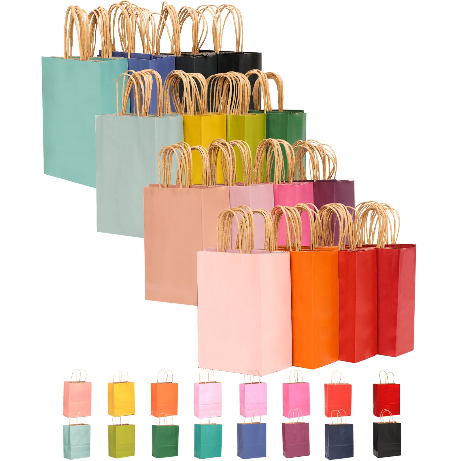 qiqee 60-Pack Small Paper Gift Bags with Handles - 8.26