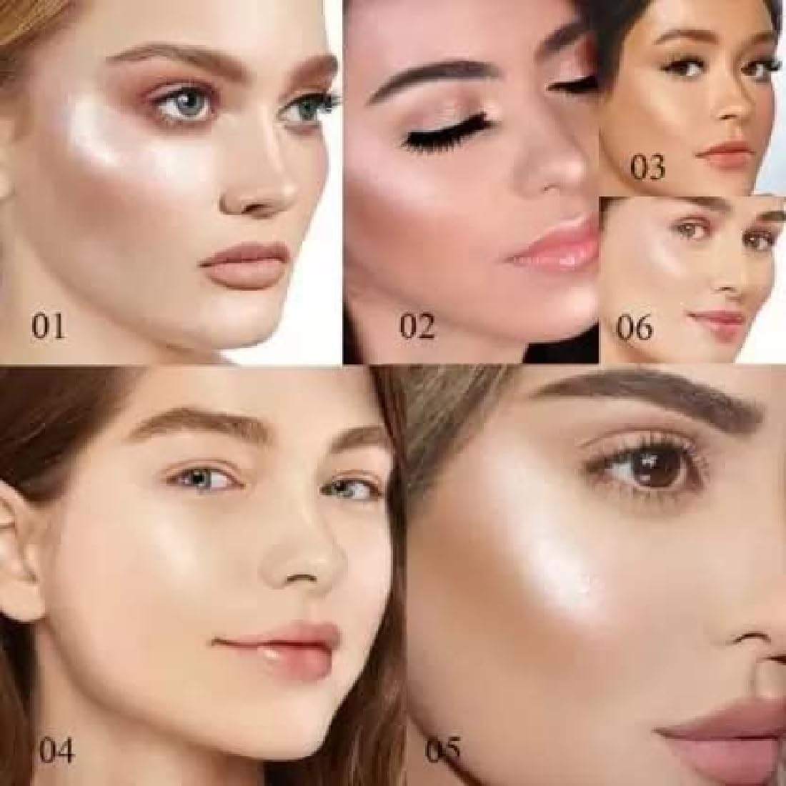 Facejewel Shimmer Highlighter Palette - 5 Multicolor Shades for Face & Body Glow | 7g Makeup Kit for Contouring, Strobing & Special Occasions