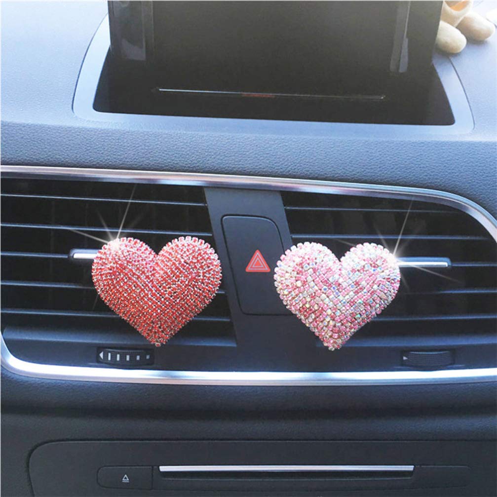 Crystal Heart Car Air Vent Clip - Rhinestone Bling Car Accessory for Women | Valentine's Day Gift | Pink Car Decor for Dashboard & Interior Styling