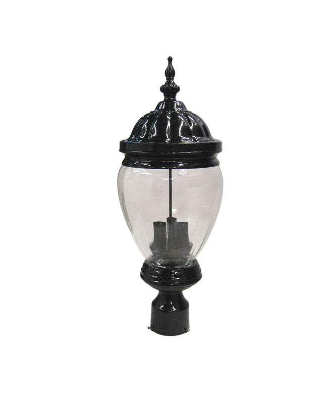 Epiphany Lighting 104976 BK 3-Light Black Cast Aluminum Outdoor Post Lantern - Durable Exterior Lighting for Patio, Garden, Walkway & Driveway