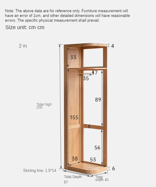 Solid Oak & Cherry Wood Modern Corner Wardrobe - Triangle Floor Standing Closet for Bedroom, Living Room, and Office Storage