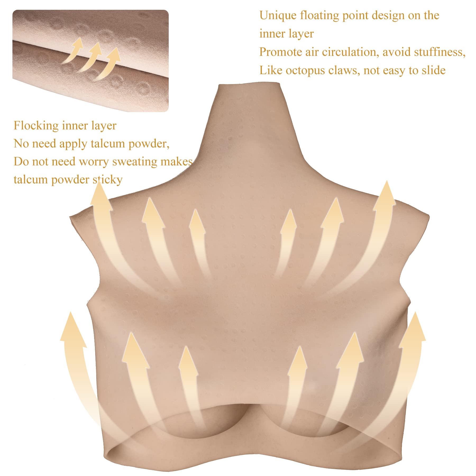 Premium Silicone Breast Forms with Flocking Design - Comfortable, Breathable & Matte Skin Finish - Plus Size for Crossdressers & Drag Queens - Perfect for Cosplay, Theater Performances & Gender Affirmation