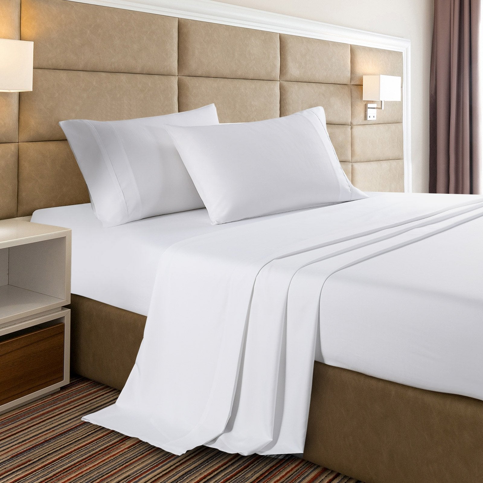 Casa Decor 2000 Thread Count Bamboo Cooling Sheet Set - Ultra Soft, Breathable & Hypoallergenic Bed Sheets for King & Single Size - Perfect for Hot Sleepers & All-Season Comfort in White