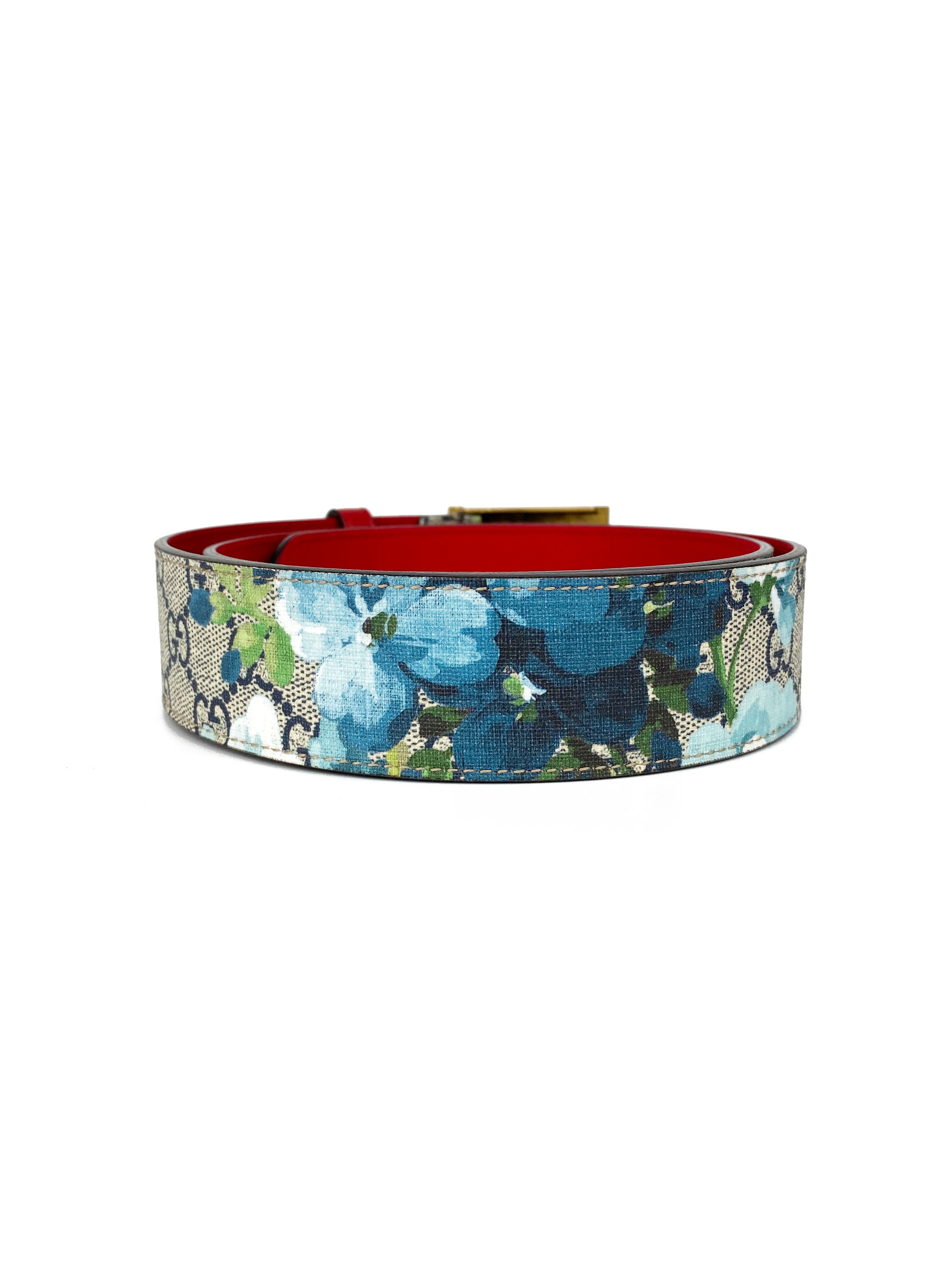 Gucci Blue Blooms Belt with Tiger Head Buckle - Luxury Designer Belt for Men & Women | Perfect for Casual, Office & Formal Outfits