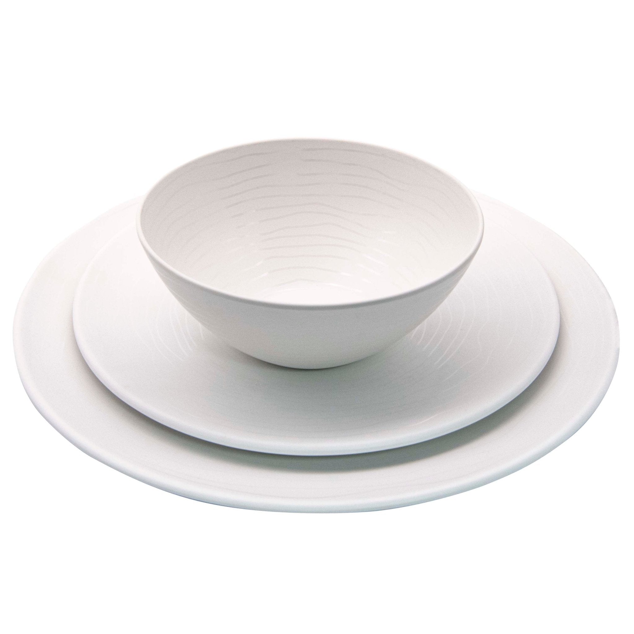 12-Piece Organic Melamine Dinnerware Set - White Plates & Bowls for Home, Restaurant, and Outdoor Dining