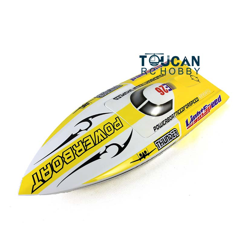 E26 Prepainted Fiberglass RC Boat Hull - 640x195x105mm Red & Yellow Electric Racing Kit for Advanced Players | DIY Model Boat Building, High-Speed Racing, Gift for Hobbyists